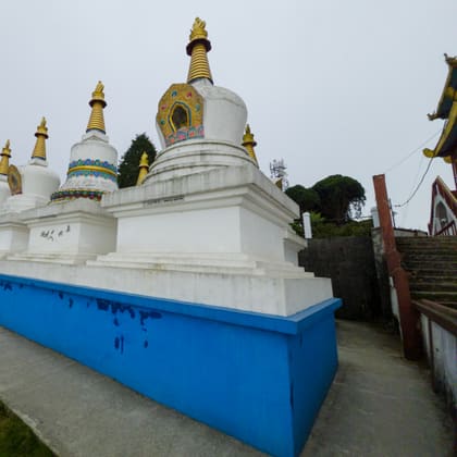 Chortens standing near Durpin Monastery in Kalimpong