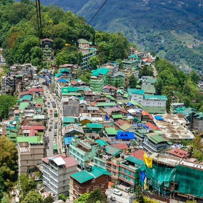 Gangtok seen from the ropeway cable car